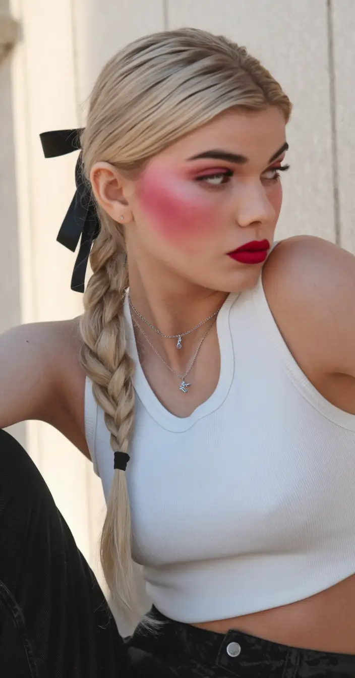 easy summer hairstyles Side-Braided Minimalism with Bold Contrast