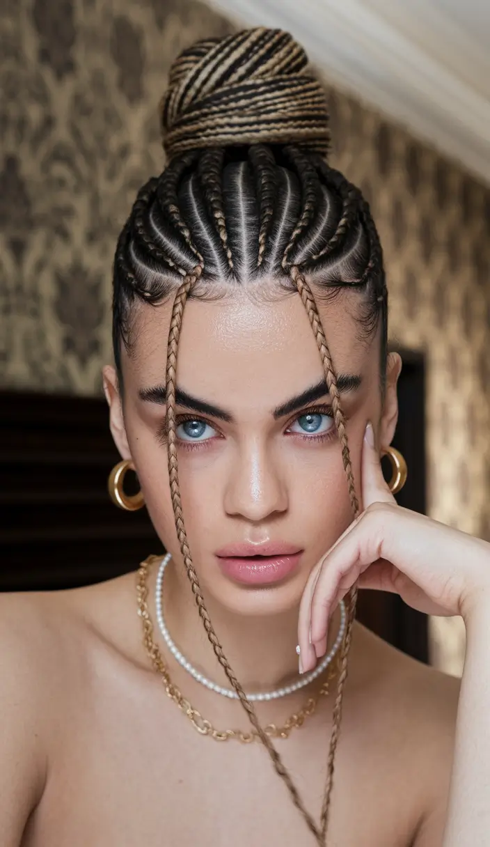 easy summer hairstyles updos+Cornrow Bun with Tribal Twist