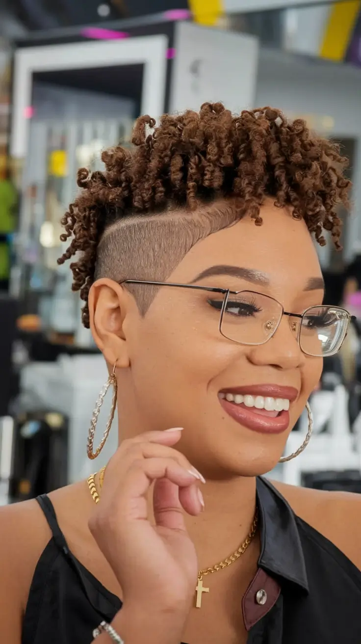 easy summer hairstyles Short Defined Curls with Shaved Detail