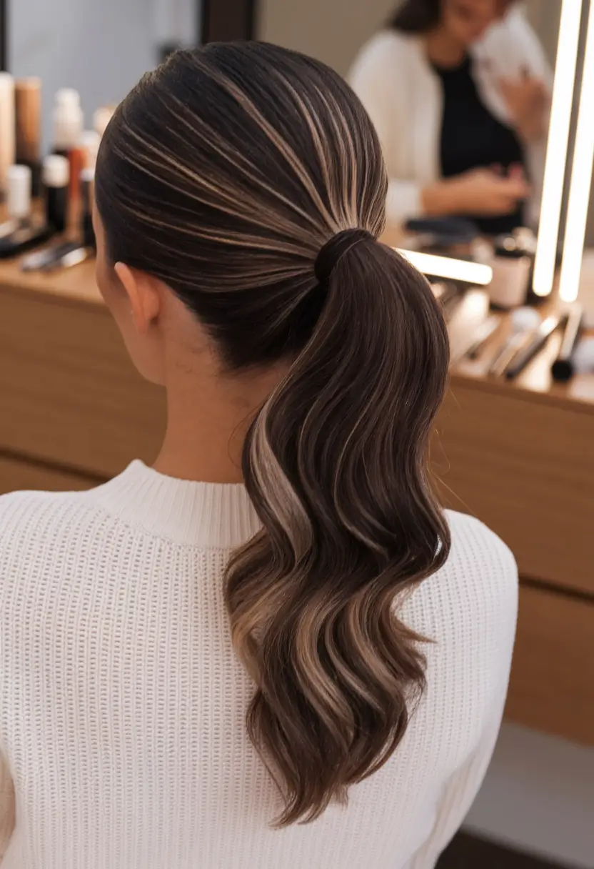Effortless Looks Vacation Hairstyles for Summer 2025 Sleek Ponytail with Dimensional Highlights