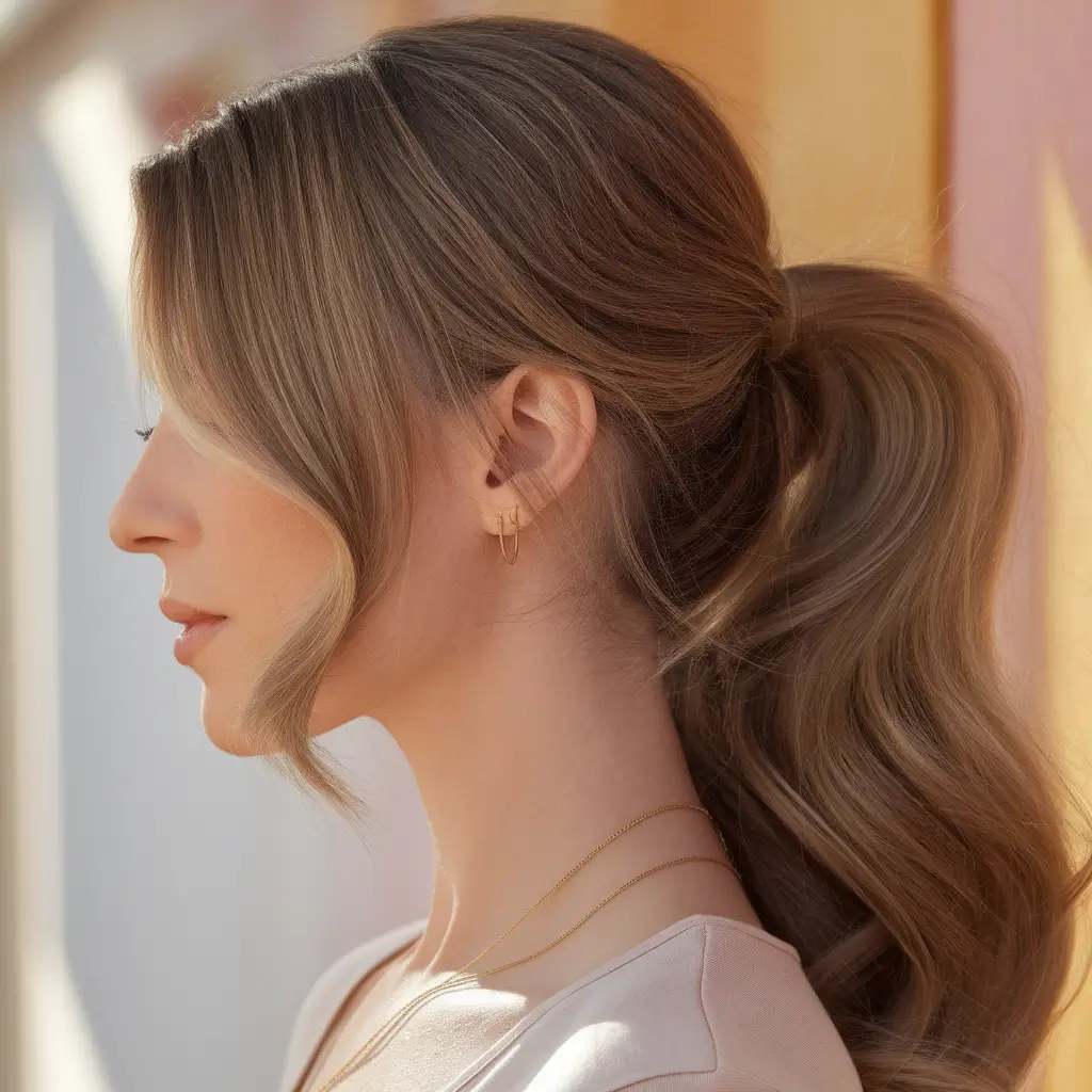 Effortless Looks Vacation Hairstyles for Summer 2025 Soft Waves with a Romantic Ponytail Twist
