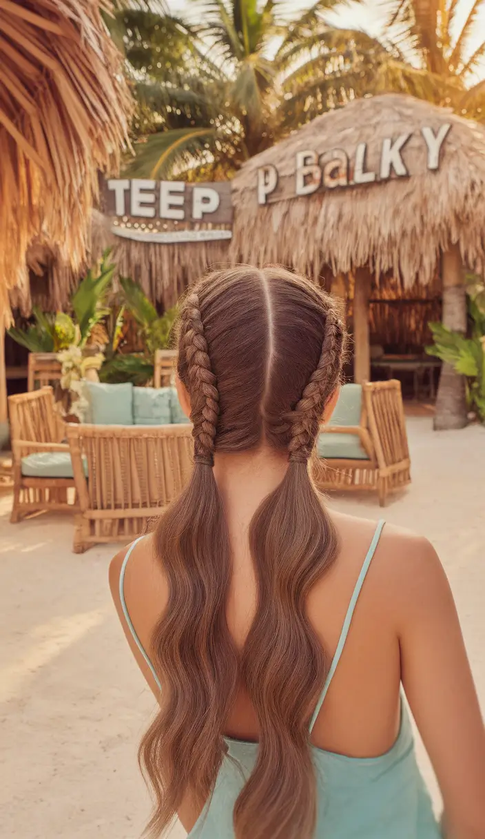 Effortless Looks Vacation Hairstyles for Summer 2025 Double Braided Wavy Pigtails