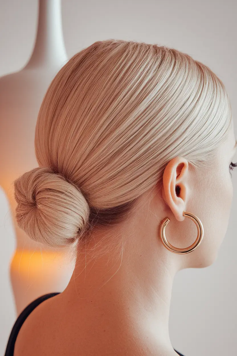 Effortless Looks Vacation Hairstyles for Summer 2025 Sleek Chignon with Polished Vibes