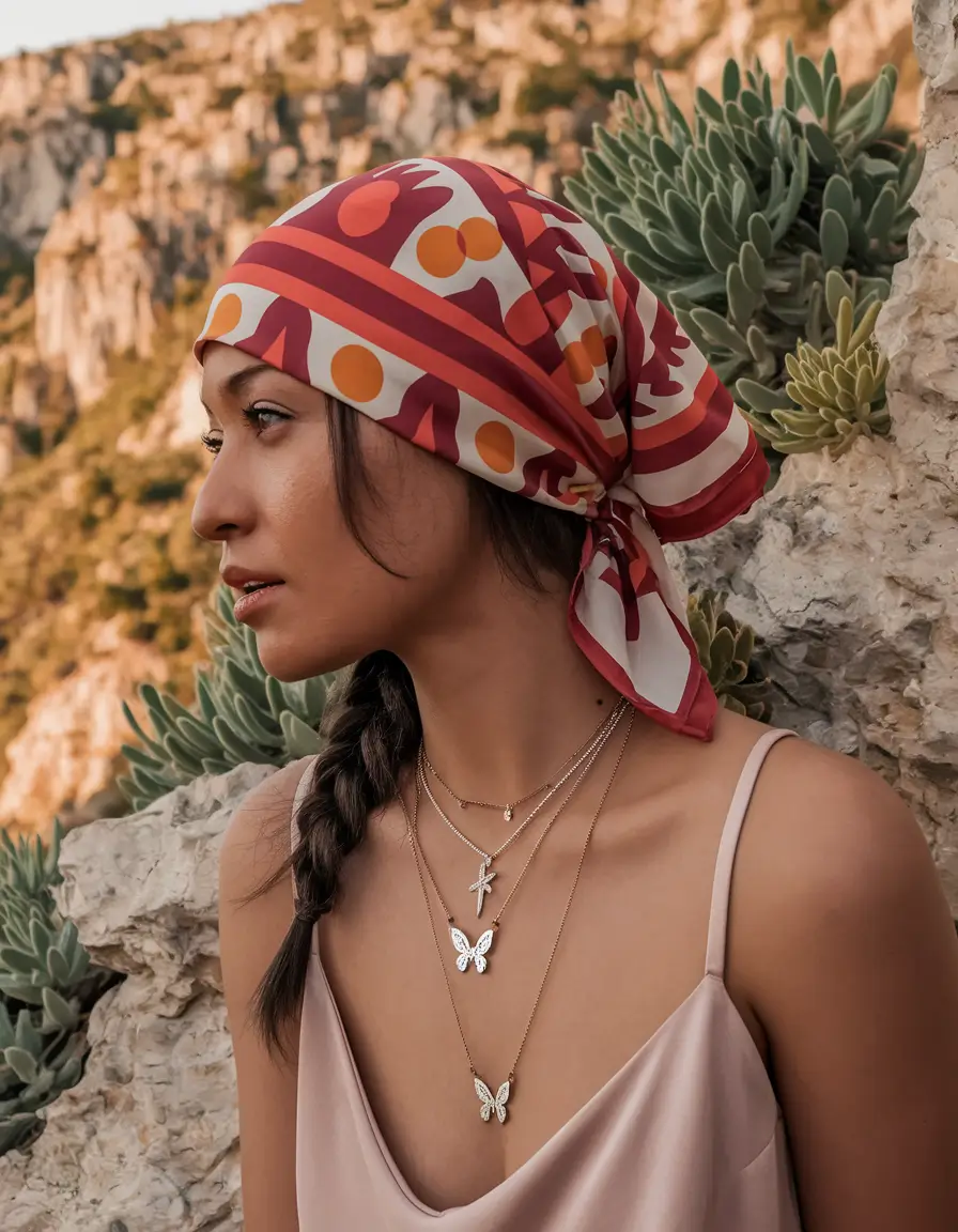 Effortless Looks Vacation Hairstyles for Summer 2025 Bandana Braid Boho Chic
