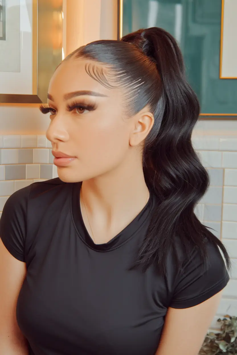 Effortless Looks Vacation Hairstyles for Summer 2025 Sculpted High Pony with S-Waves