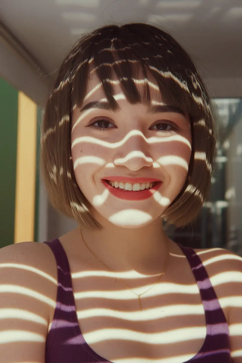 haircuts for chubby faces Shadow Bangs and Rounded Edges