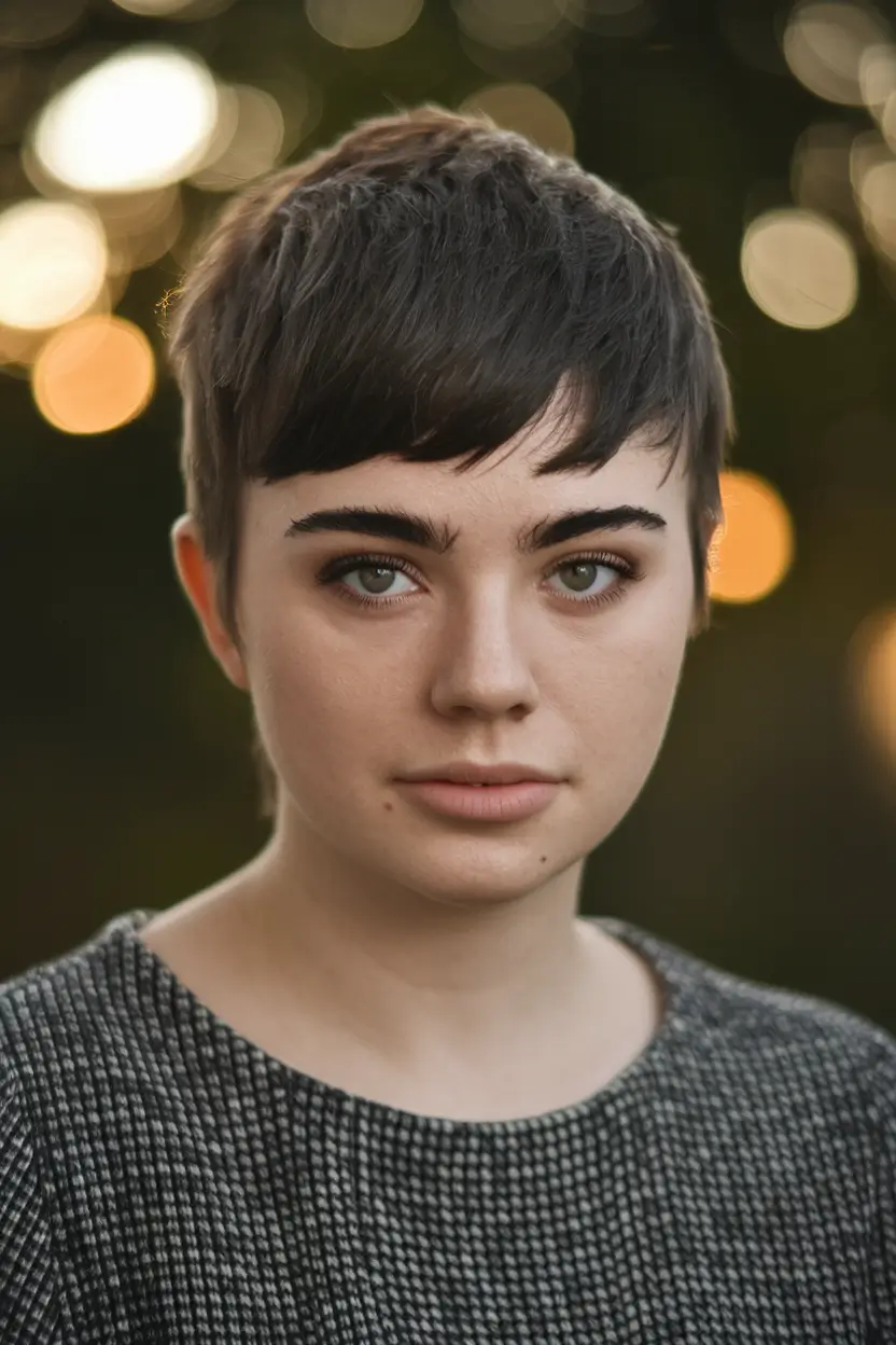 summer haircuts for chubby faces Edgy Boyish Crop with Soft Fringe