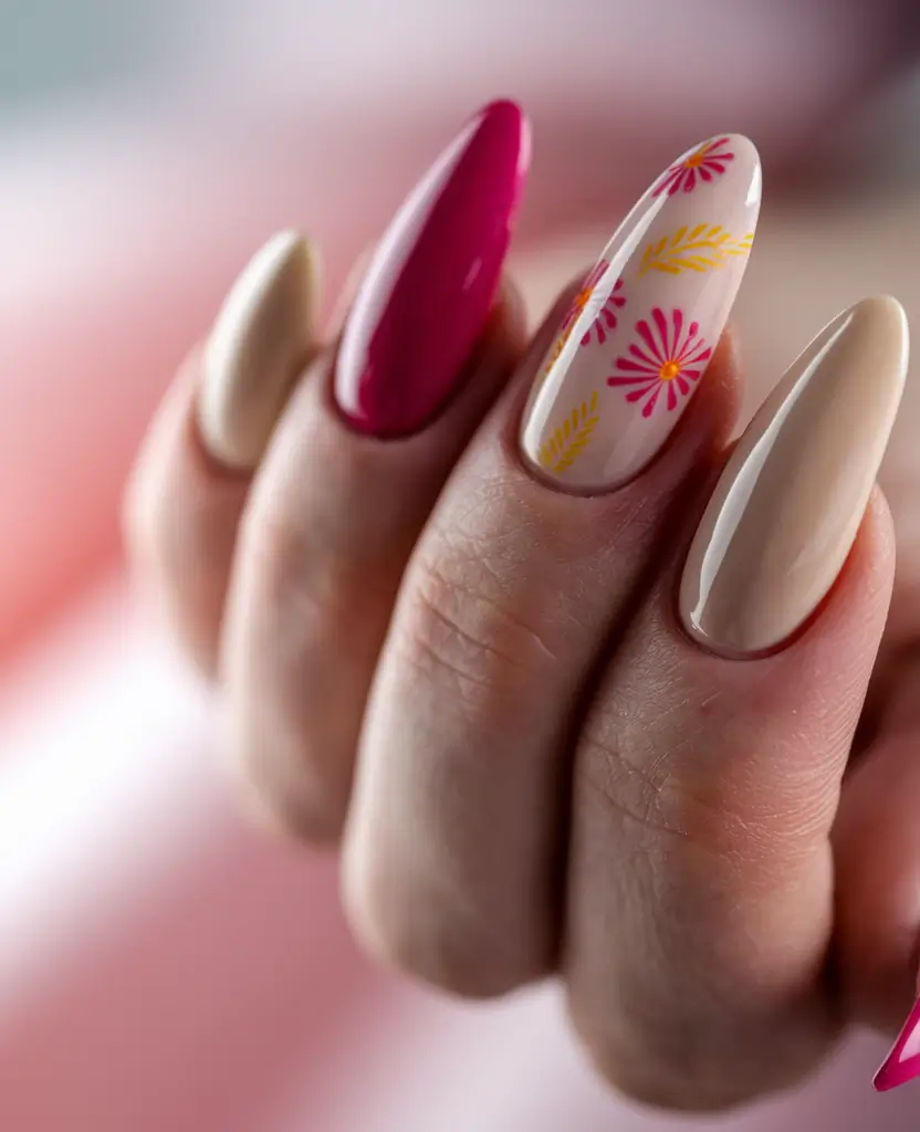 Fresh Nail Ideas to Try This May 2025 Petal Punch in Pink and Beige