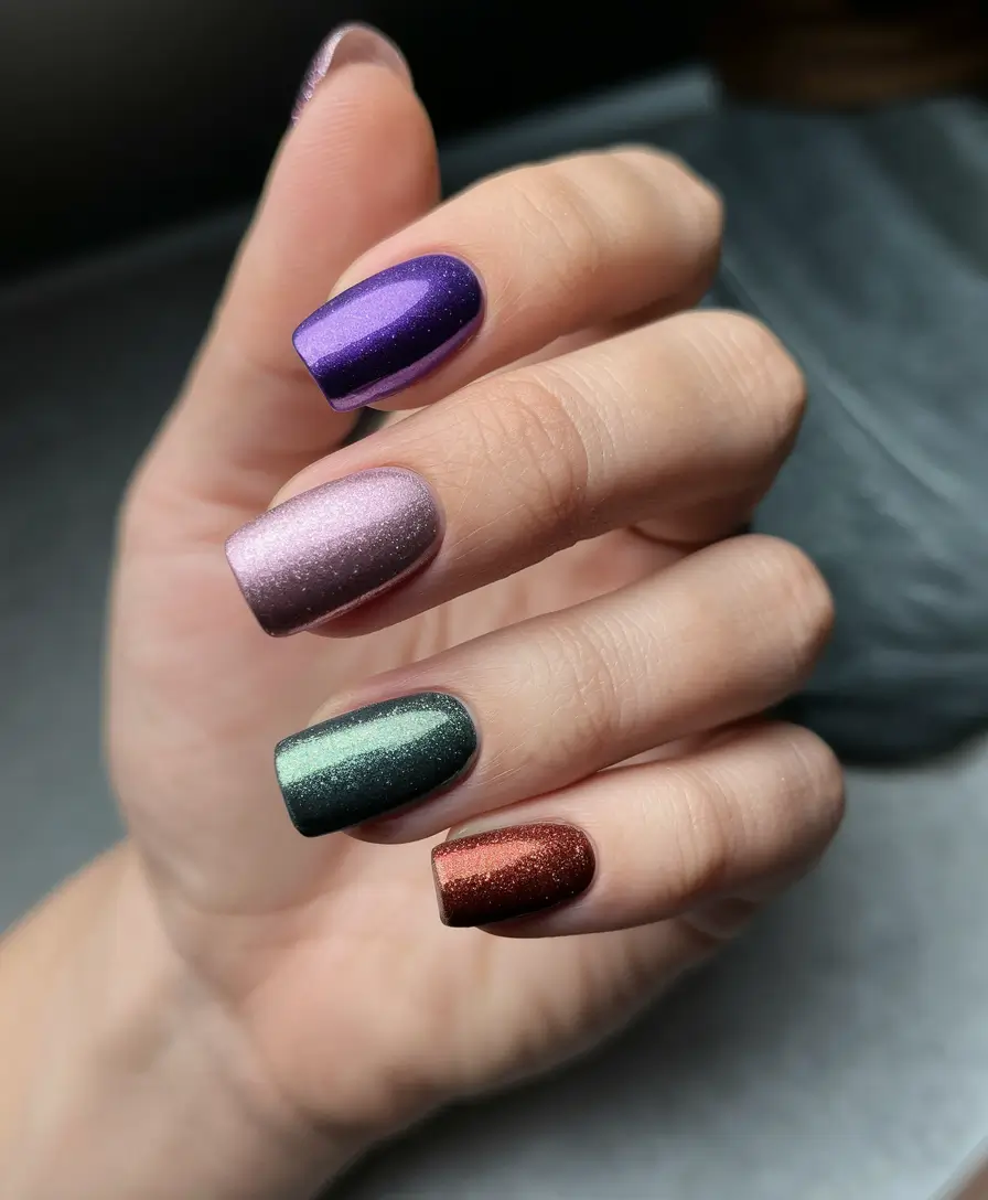 Fresh Nail Ideas to Try This May 2025 Velvet Shimmer in Multicolor Metallic