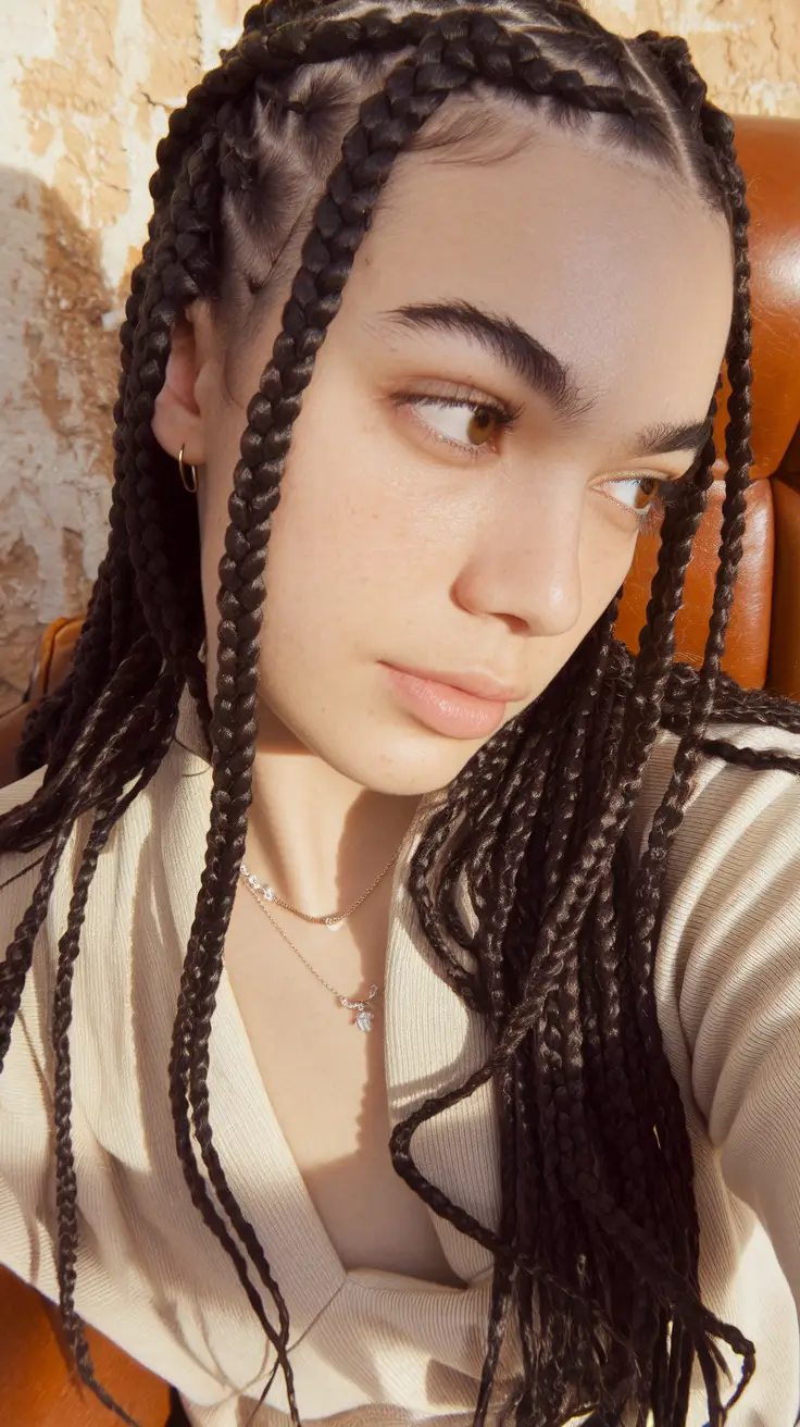 Fresh Summer Hairstyles for Teen Girls 2025 Defined Box Braids with Side Part