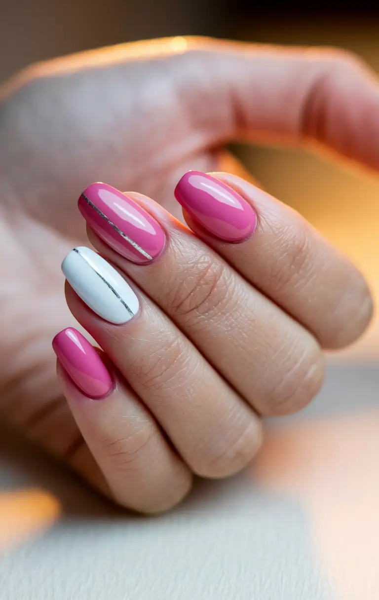 fun nail art ideas barbiecore chic metallic accent
