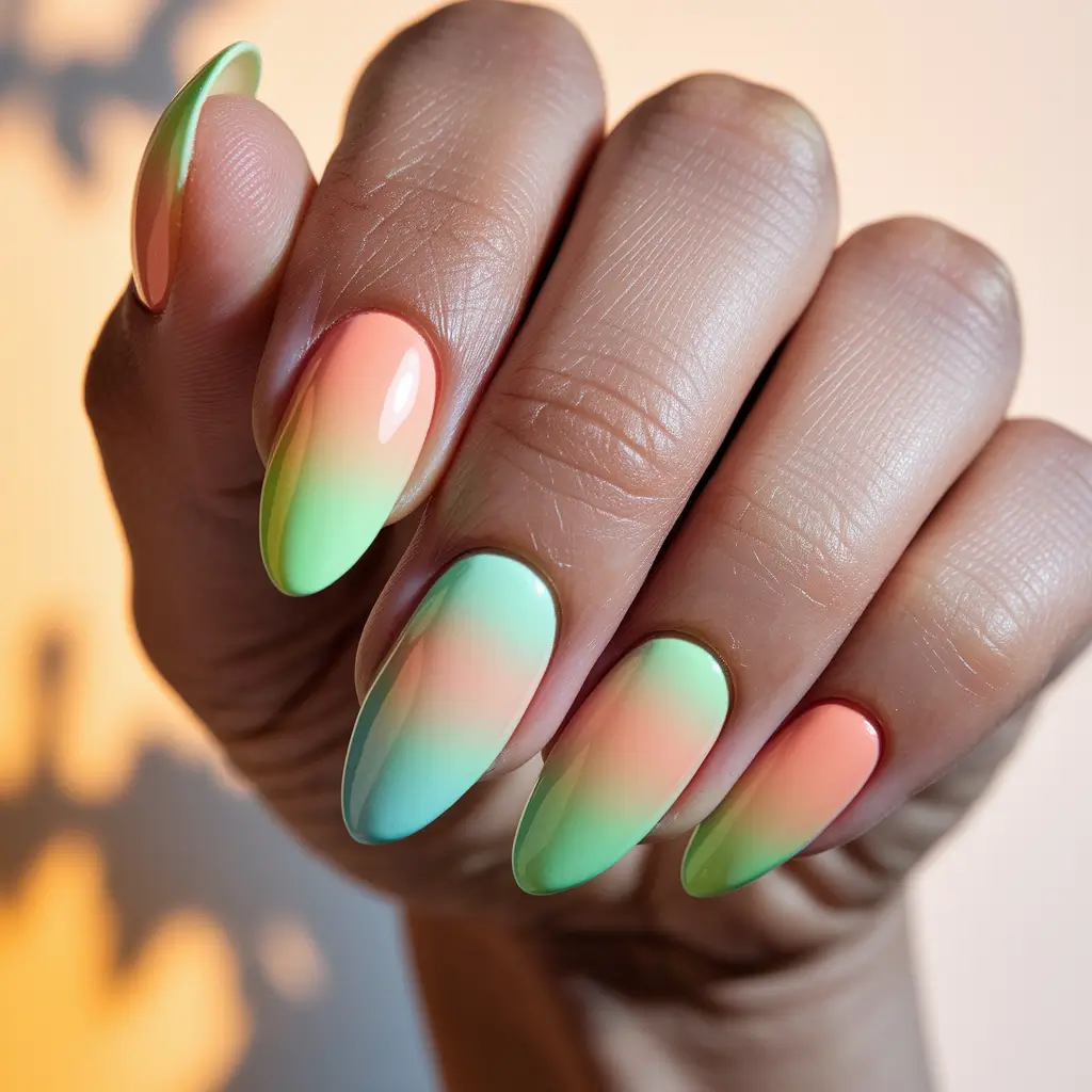 fun nail art ideas soft gradient summer sunset