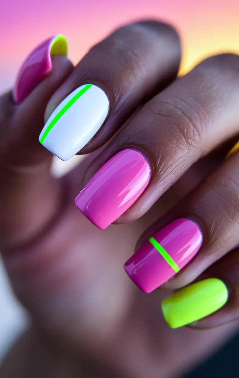 crazy nail designs creative fun art ideas neon graphic pop