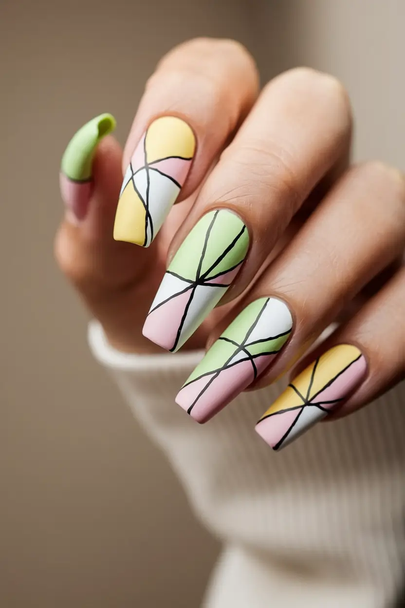 fun nail art ideas geometric gelato