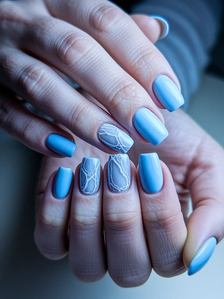 fun nail art ideas sky marble blues