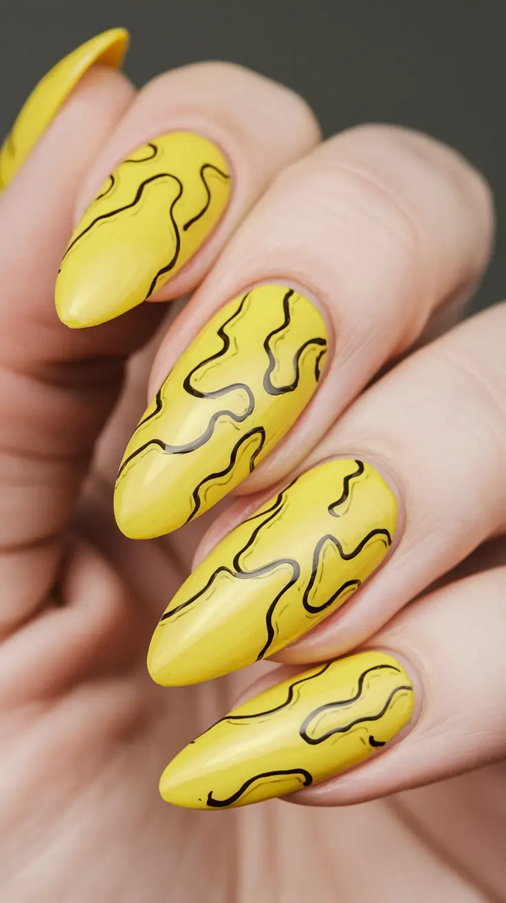 Glossy Gel Nails for Summer 2025 Electric Mustard Pop Art