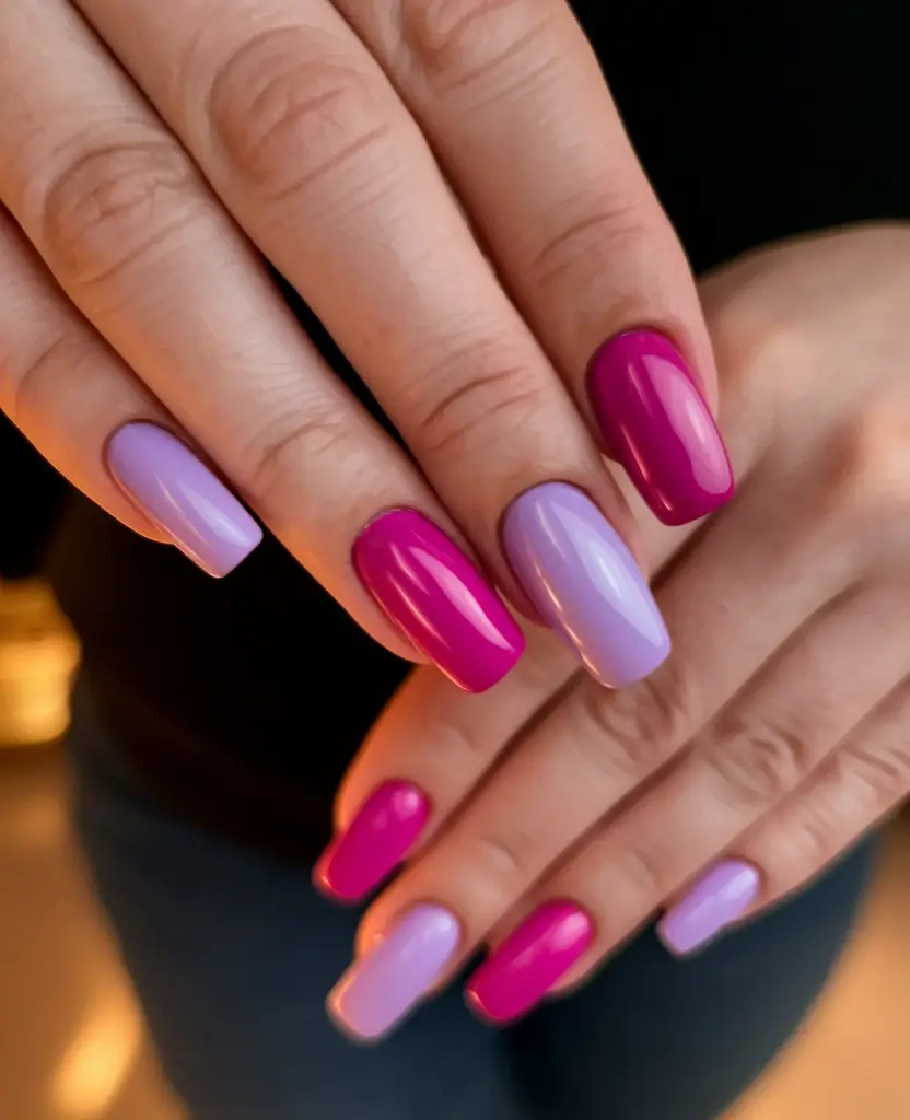 Glossy Gel Nails for Summer 2025 Sugar Plum Duo Tone