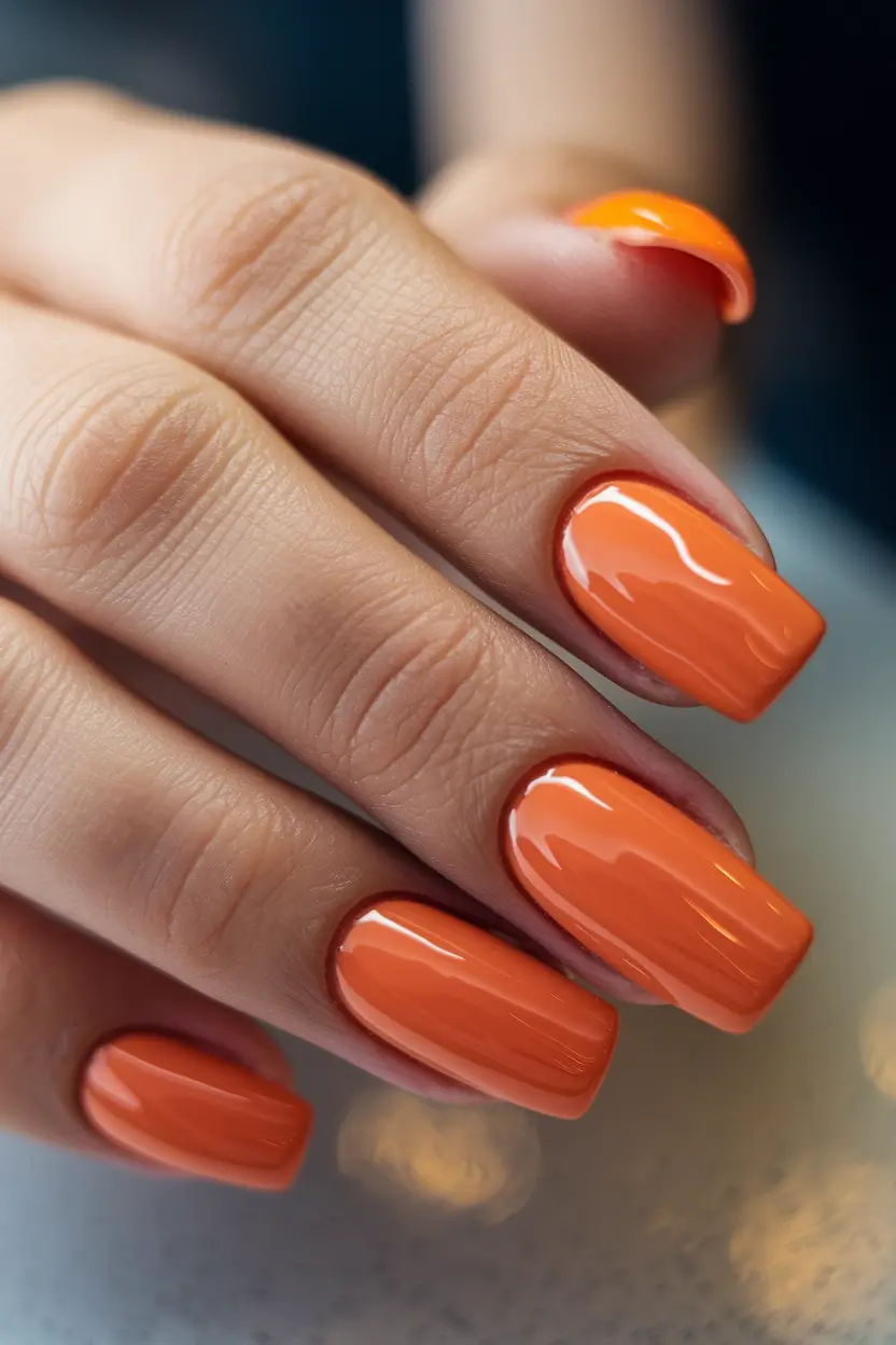 Glossy Gel Nails for Summer 2025 Sunset Citrus Gloss