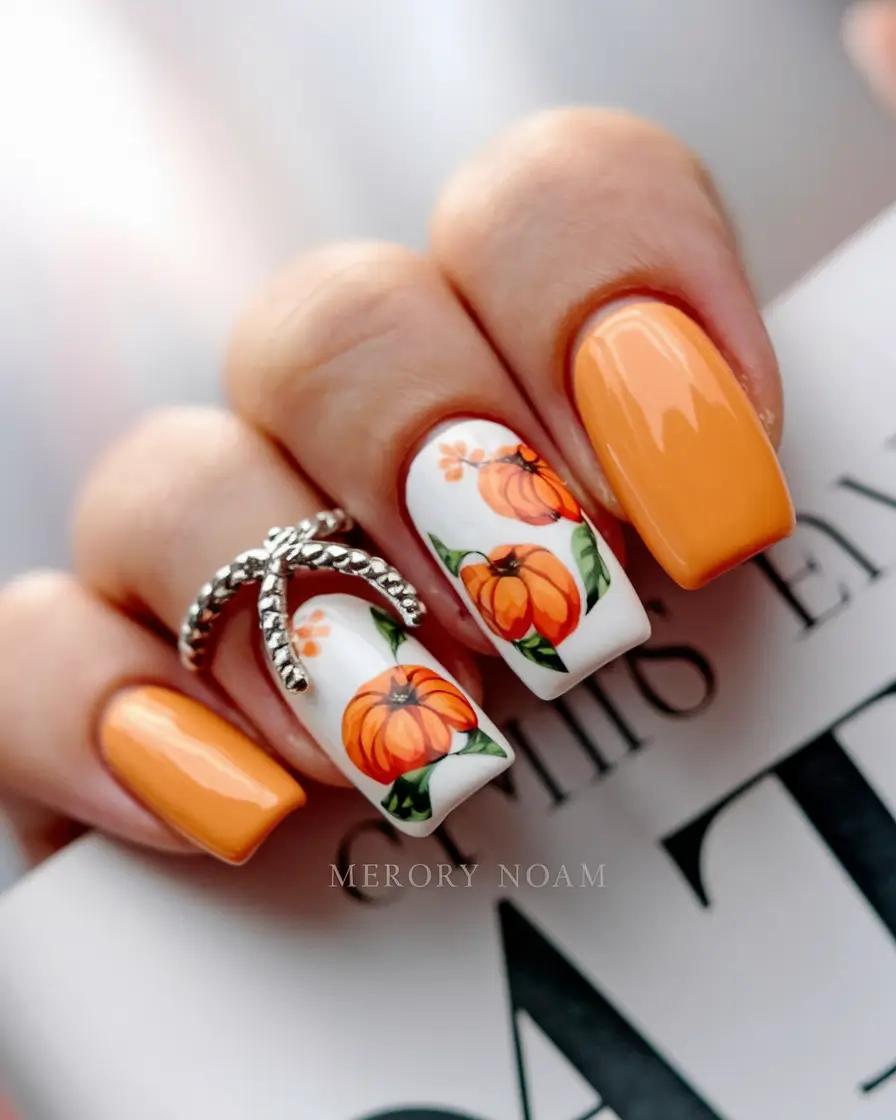Glossy Gel Nails for Summer 2025 Pumpkin Pop Orange Gloss