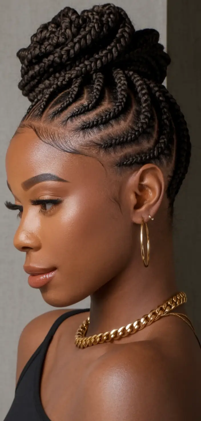 Gorgeous Braids for Black Women Summer 2025+High Crowned Braided Bun with Sculpted Baby Hairs