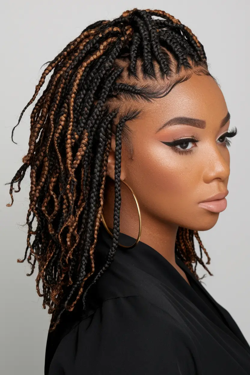 Gorgeous Braids for Black Women Summer 2025+Short Shoulder-Length Micro Braids with Caramel Highlights