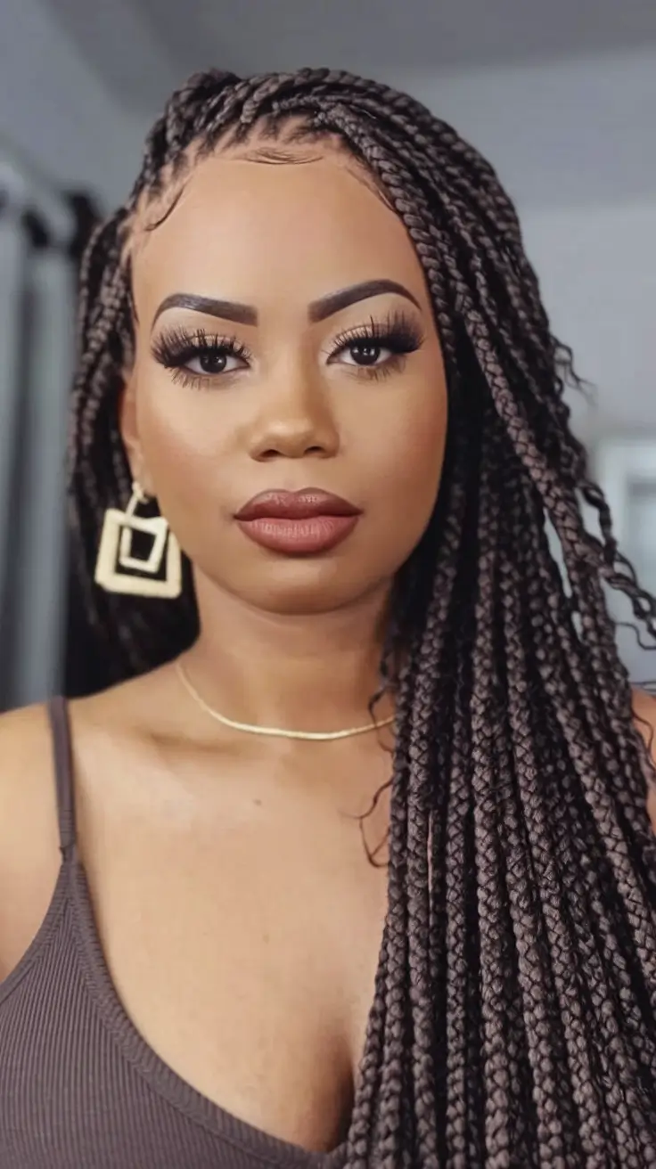 Gorgeous Braids for Black Women Summer 2025+Classic Mid-Sized Box Braids with Side Part
