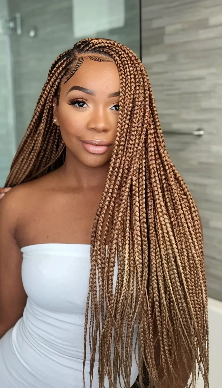 Gorgeous Braids for Black Women Summer 2025+Sun-Kissed Honey Blonde Waist-Length Braids