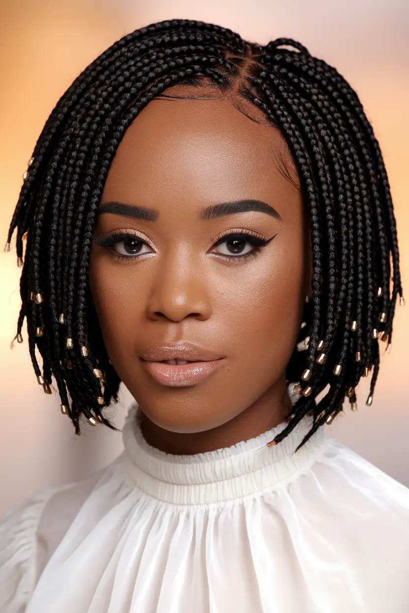 Gorgeous Braids for Black Women Summer 2025+Mini Box Braid Bob with Golden Beads