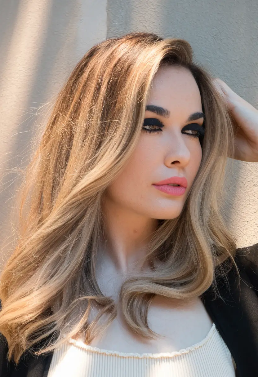 Layered Butterfly Haircuts - Summer 2025 Hairstyle Trends Sunlit Beige Layers with Minimalist Styling