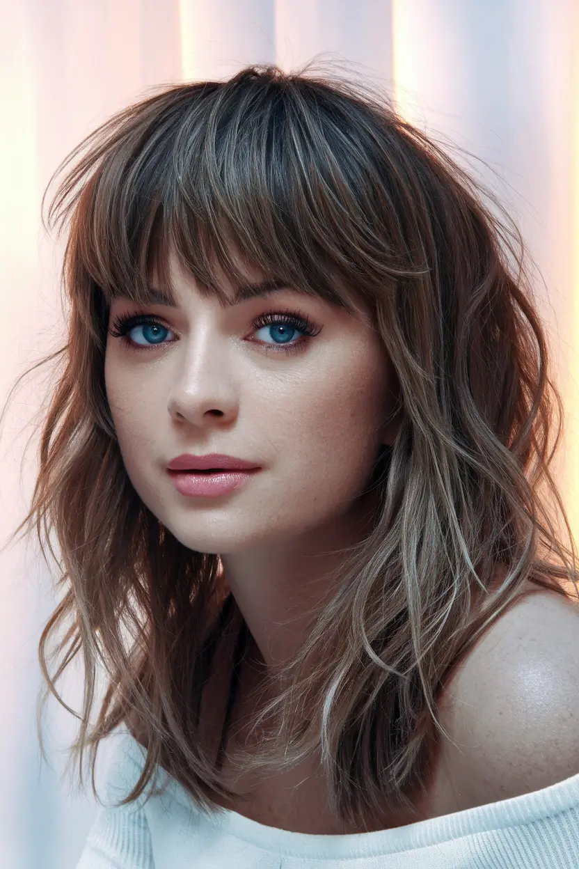 Layered Butterfly Haircuts - Summer 2025 Hairstyle Trends Shaggy Butterfly with Short Curtain Fringe