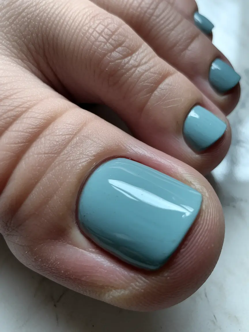 may toe nails ideas 2025 Cool Blue-Grey for Understated Elegance