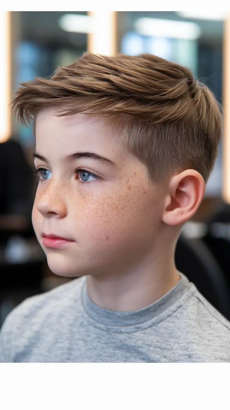 boy summer haircut 2025 Textured Sweep with Clean Sides