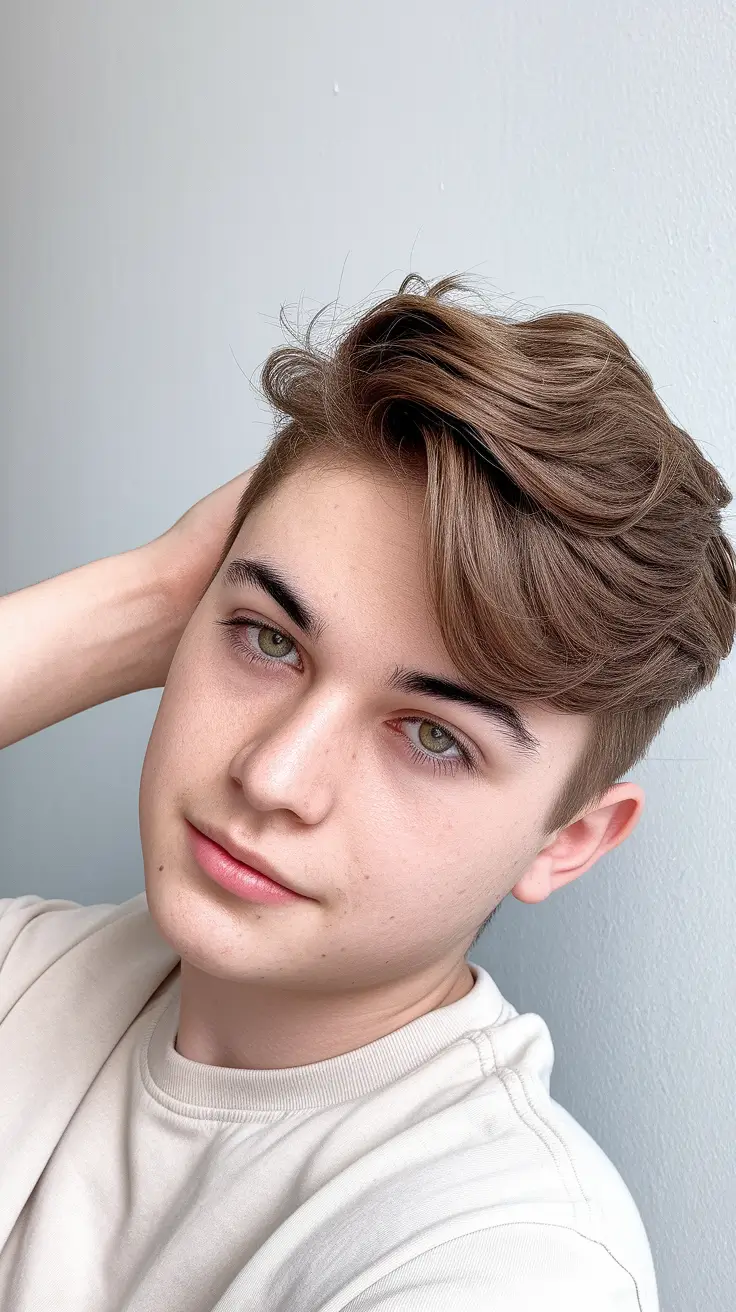 boy summer haircut 2025 Modern Swoop with Hidden Layers