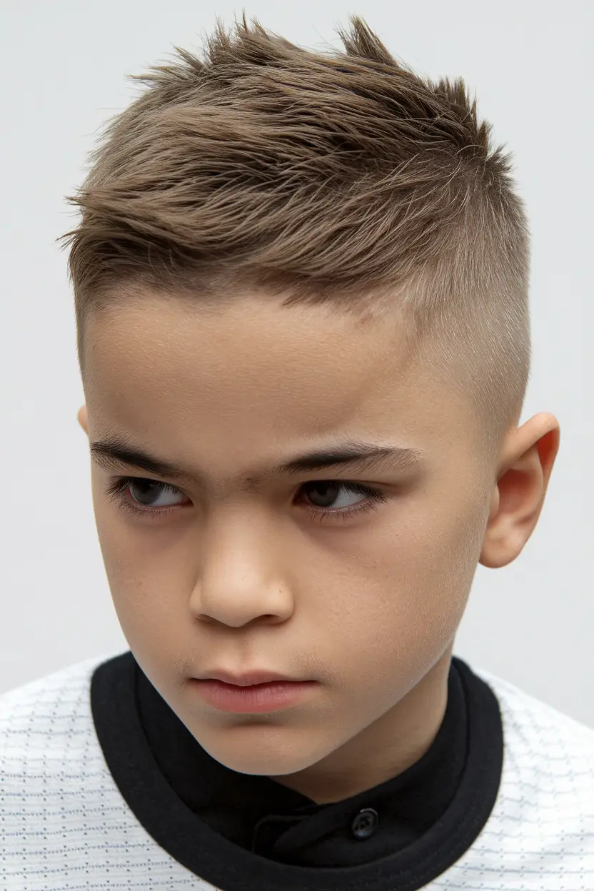 boy summer haircut 2025 Buzzed and Spiked Minimalist Fade