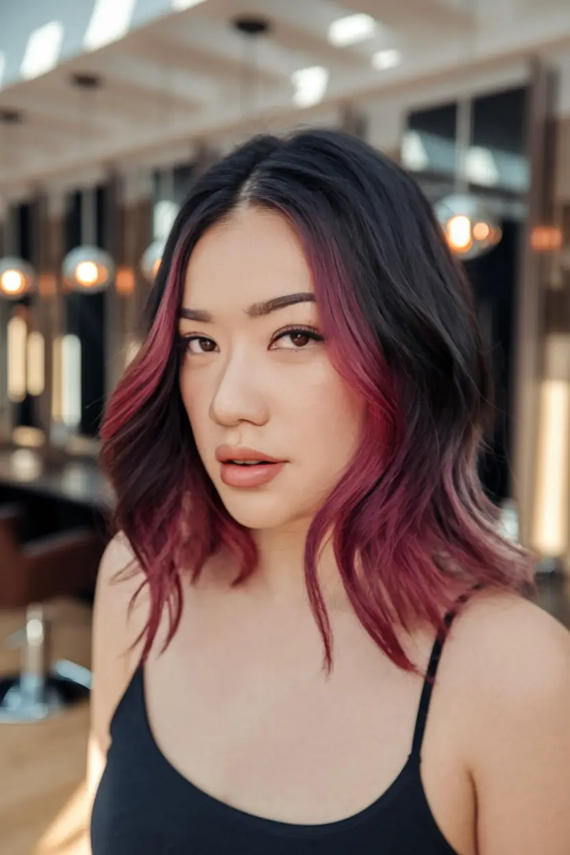 Modern Shades Summer Ombre Hair Color Ideas 2025 Berry Balayage with Plum Depth