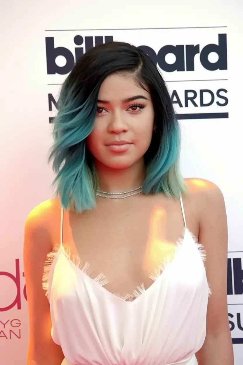 Modern Shades Summer Ombre Hair Color Ideas 2025 Teal Ocean Waves with Black Roots