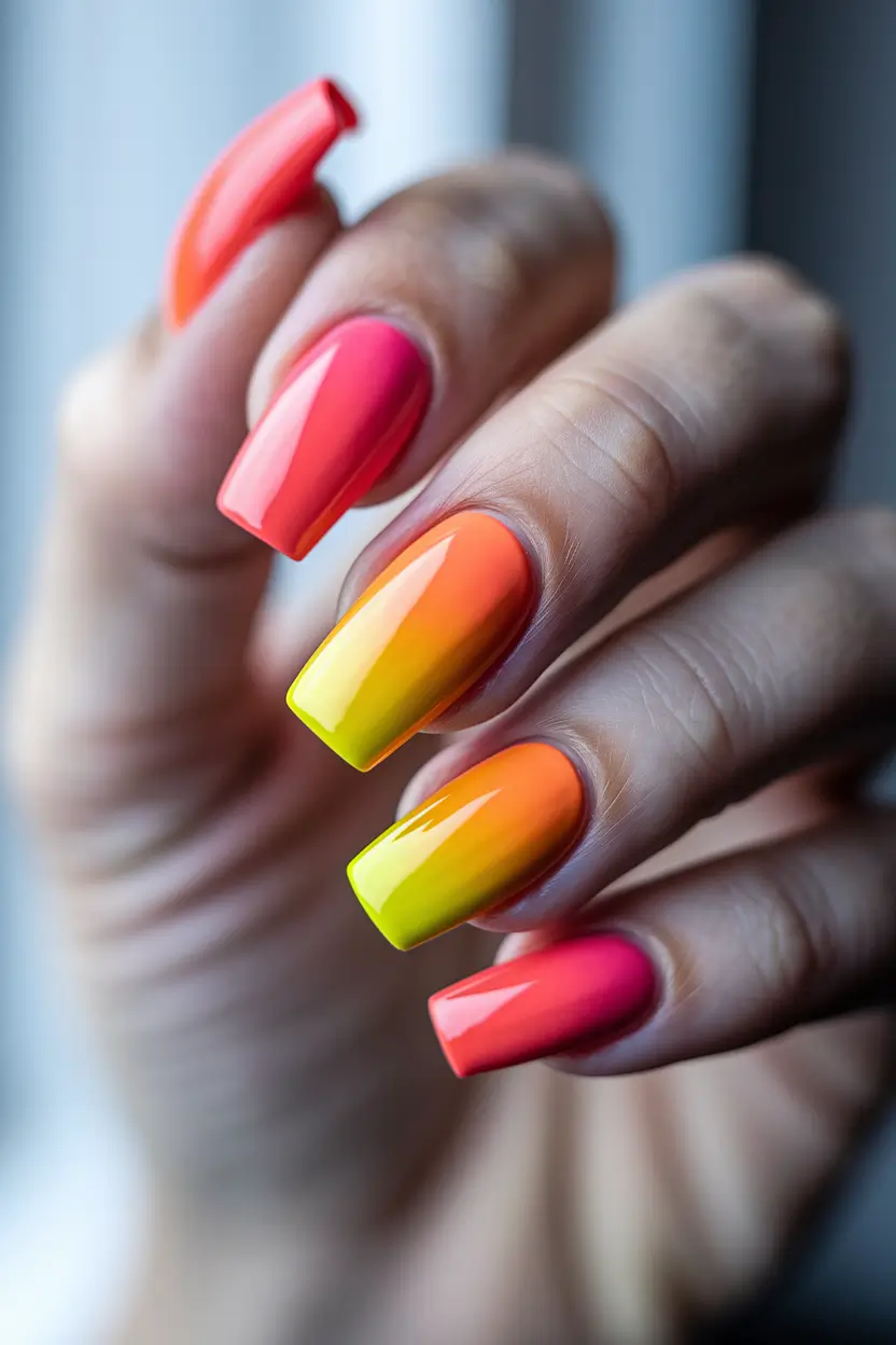 nail inspo summer trendy Sunset Pop Ombré