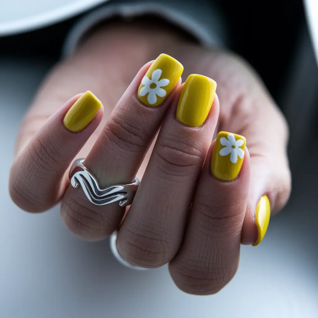 nail inspo summer flower Daisy Pop Art