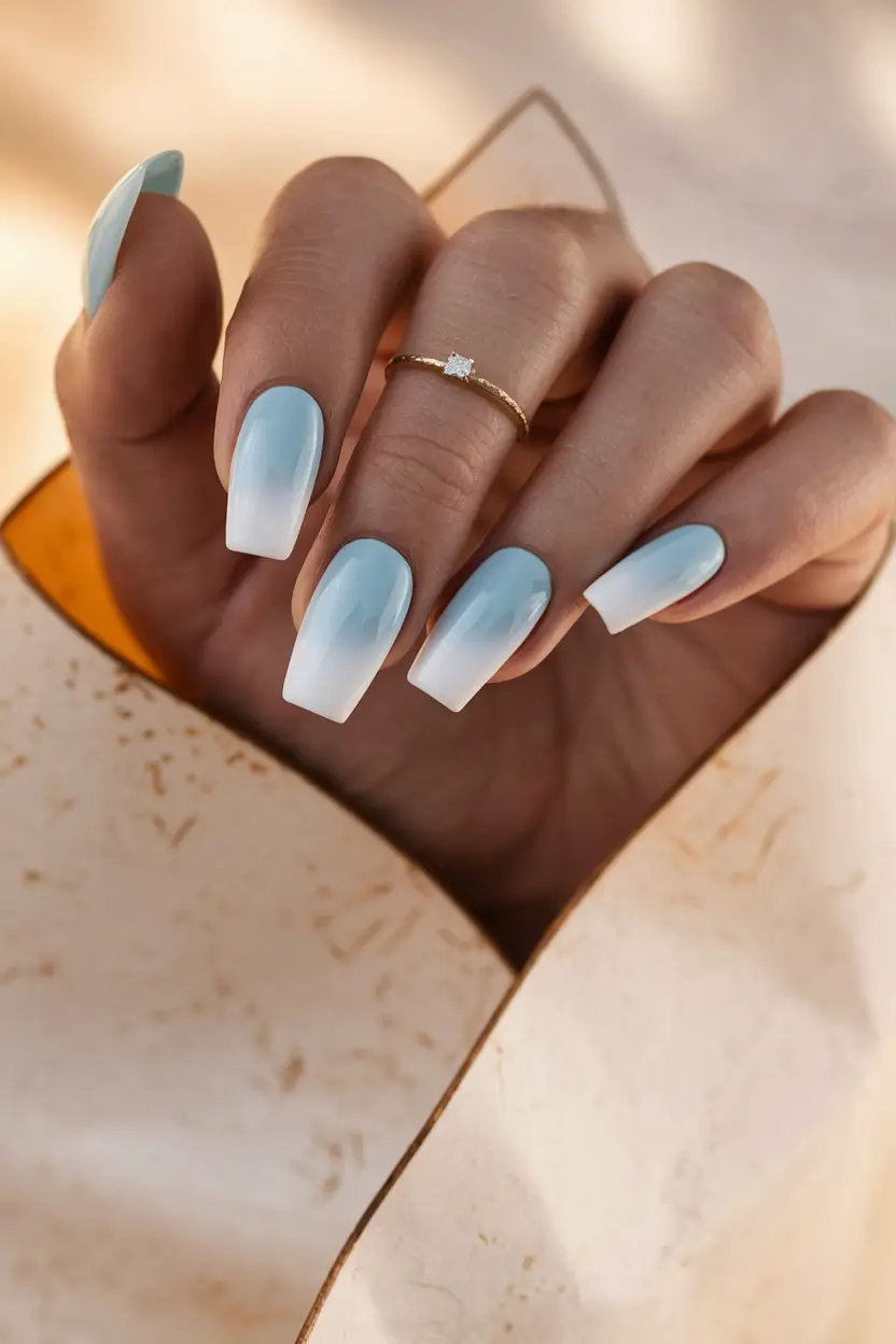 nail inspo summer blue Frosted Sky Fade
