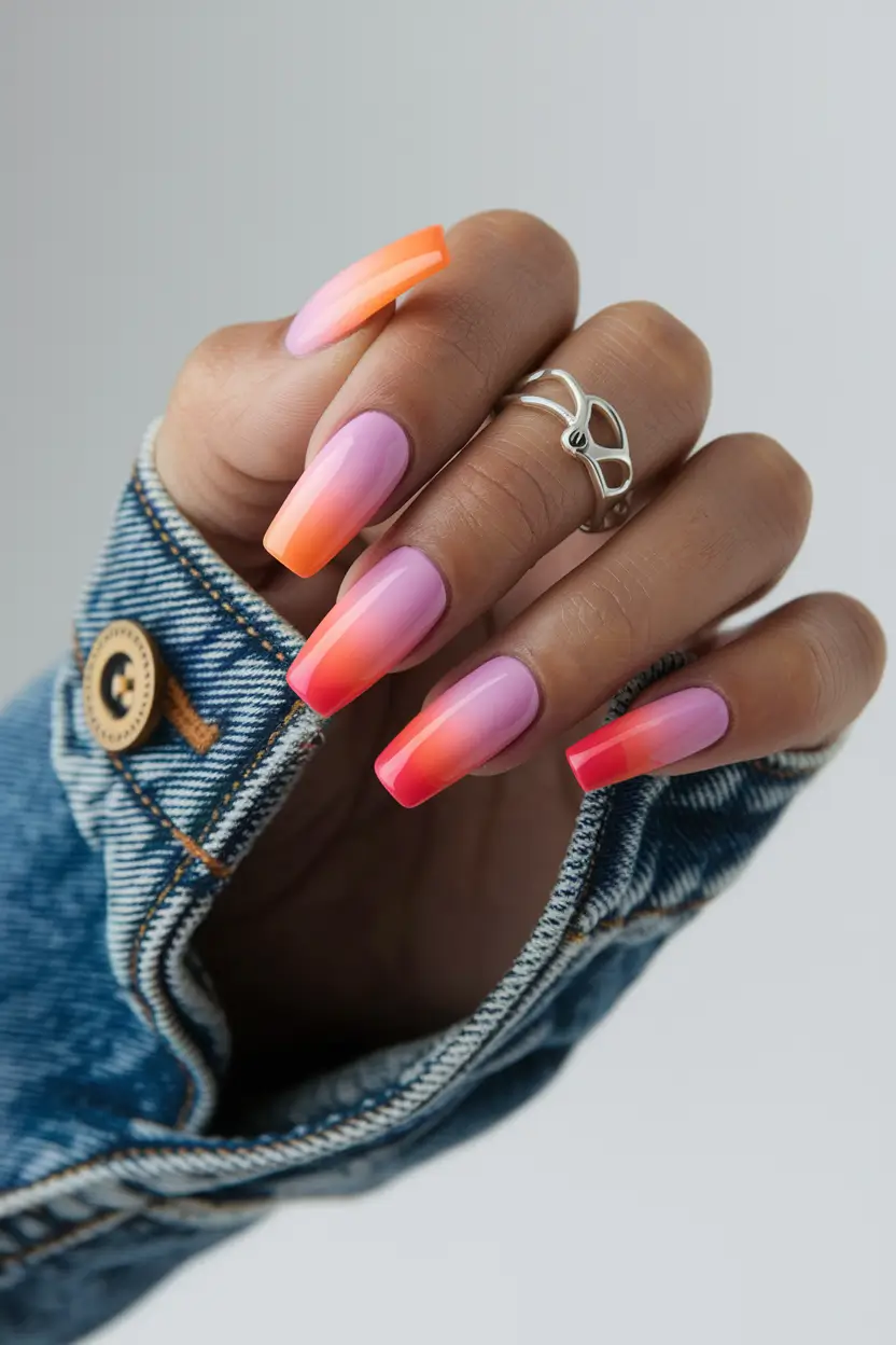 nail inspo summer pink Sherbet Skies Ombre