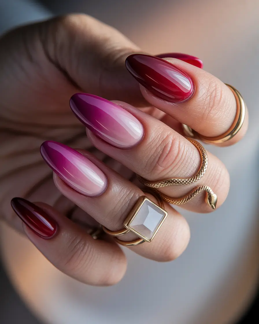 nail inspo summer red Glossy Berry Fade