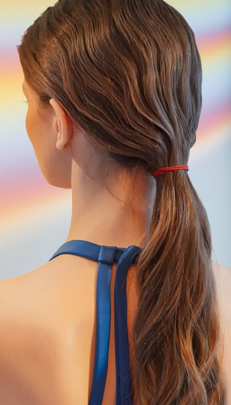 Practical Summer Swimming Hairstyles 2025 Loose Low Pony with Minimal Vibes