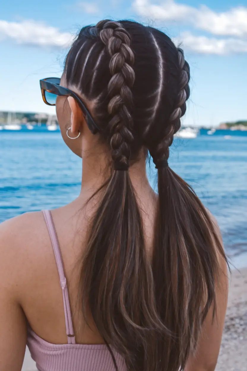Practical Summer Swimming Hairstyles 2025 Boxer Braids with Loose Ends for Modern Edge