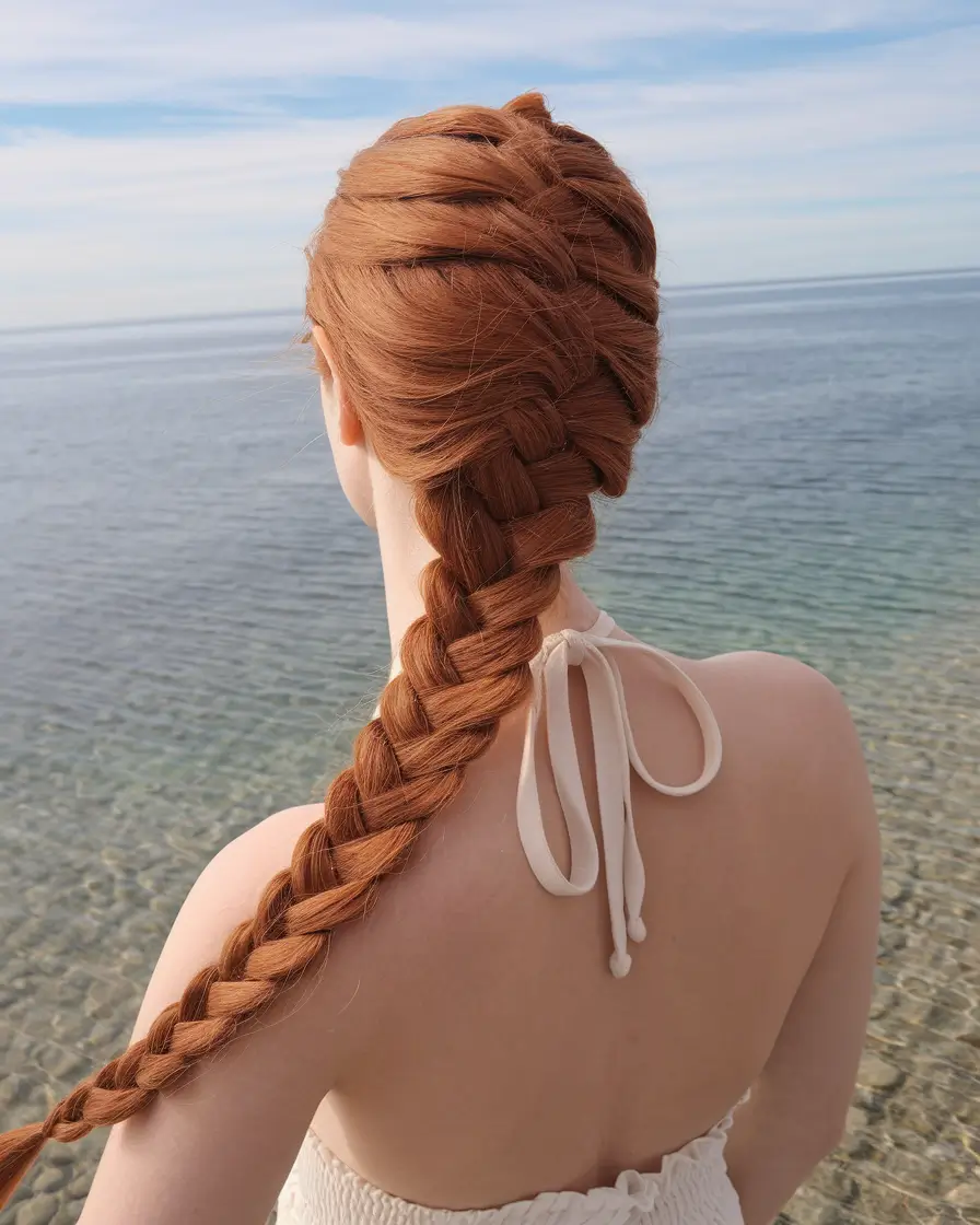 Practical Summer Swimming Hairstyles 2025 Long Thick Braid with Serious Impact