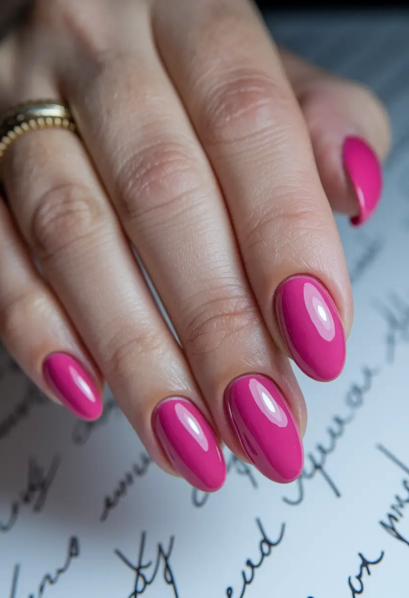 Prettiest May Colors for 2025 Nails+Classic Fuchsia on Almond Elegance