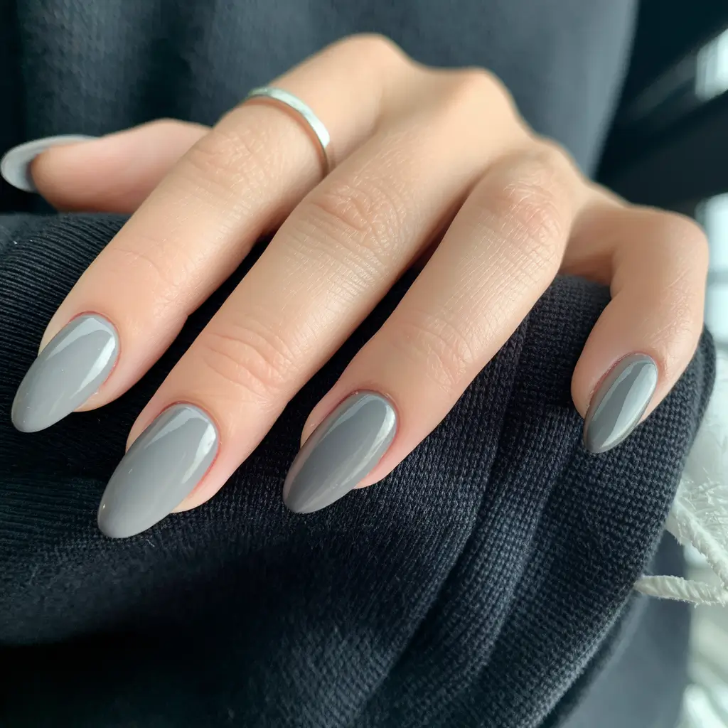 Prettiest May Colors for 2025 Nails+Smoky Neutral Grey with Glossed Edges