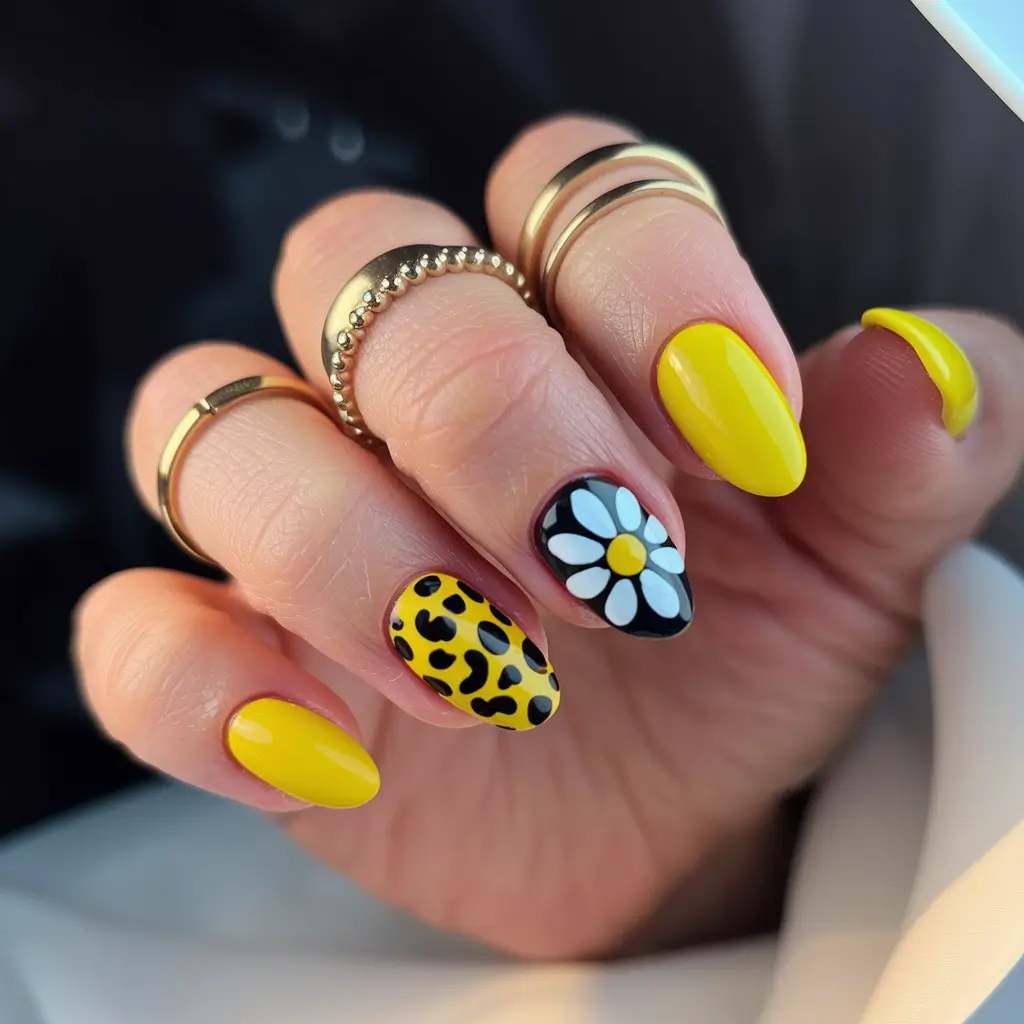 Short Nail Inspo for Summer 2025+Daisy + Leopard Power Mix