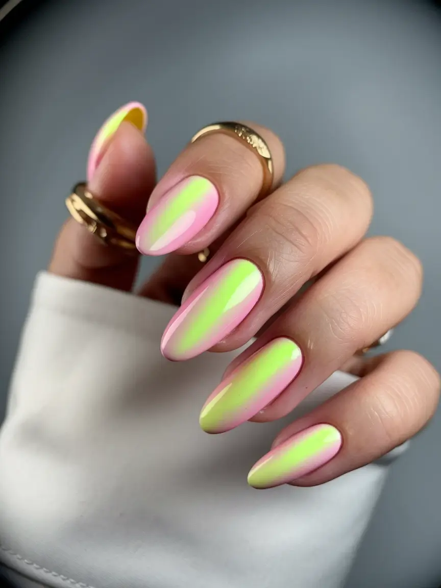 Summer 2025 Acrylics That Pop Highlighter Fade with a Neon Glow