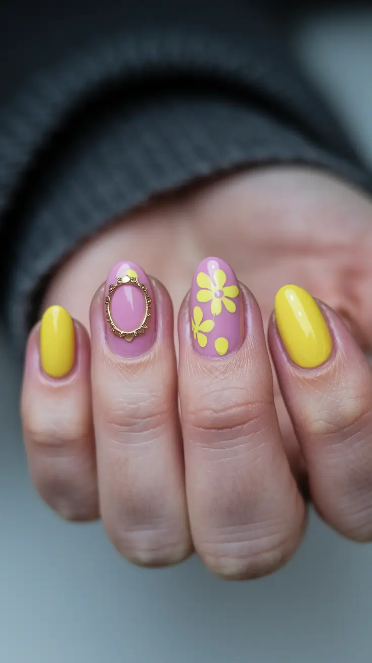 Summer 2025 Acrylics That Pop Daisy Chains and Golden Frames