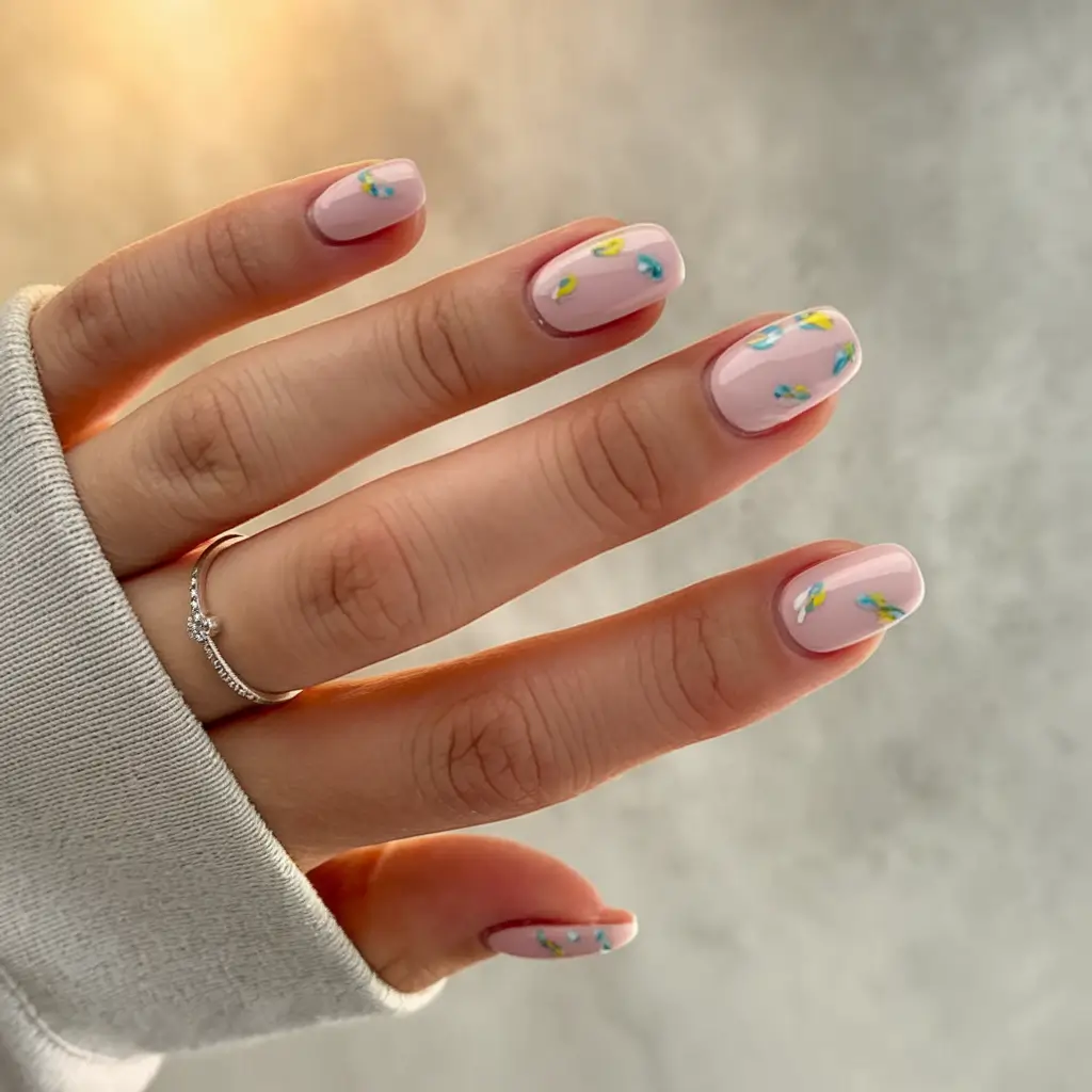 Summer 2025 Acrylics That Pop Mini Daisy Buds on Blush